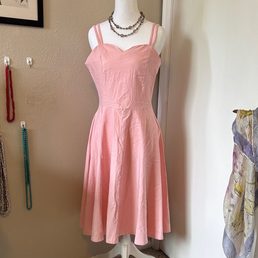Clear out!!! Gown Town Pink Midi Dress Sweetheart neckline size L
